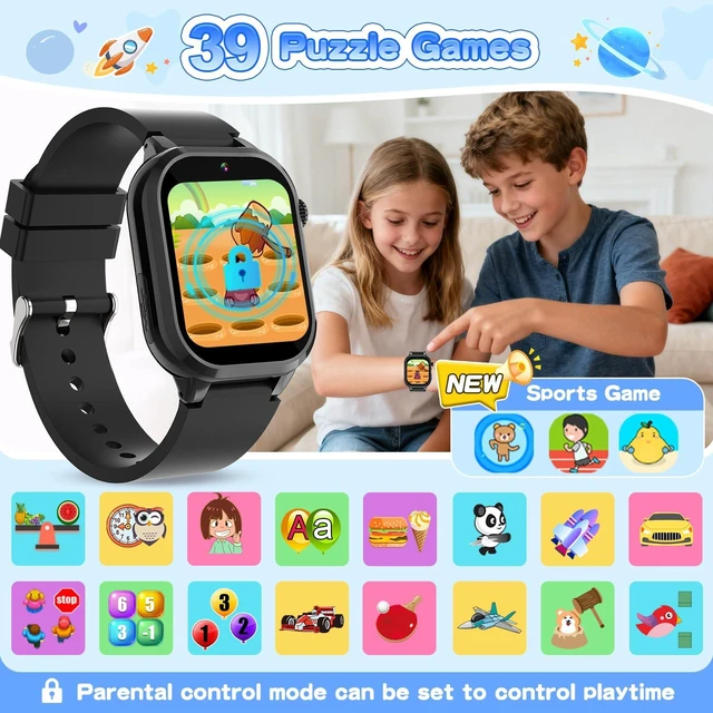 Alt view image 3 of 7 - Smart Watch for Kids with 39 Games, Built-in Camera, Video Recorder, Alarm, Calculator, Pedometer & Various Wallpapers Toys for Ages 4-12 Years Old Birthday