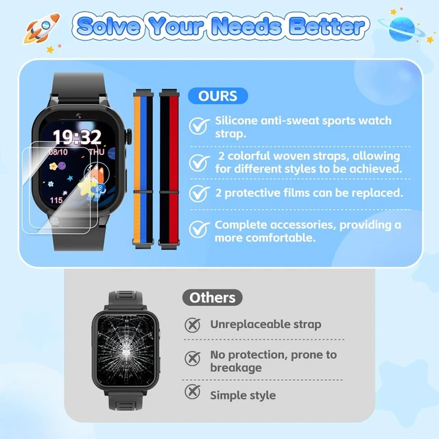 Alt view image 5 of 7 - Smart Watch for Kids with 39 Games, Built-in Camera, Video Recorder, Alarm, Calculator, Pedometer & Various Wallpapers Toys for Ages 4-12 Years Old Birthday