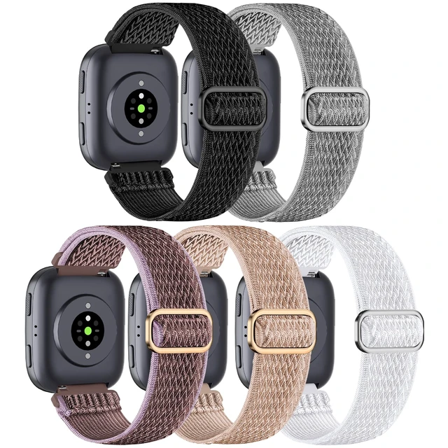 Main image of 5 Pack Elastic Nylon Watch Band Compatible with Amazfit Bip 6/Bip 5/Bip Max/Gtr 4/Gtr 3/Gtr 2/47mm/Balance, 22mm Elastic Watch Strap for Men and Women