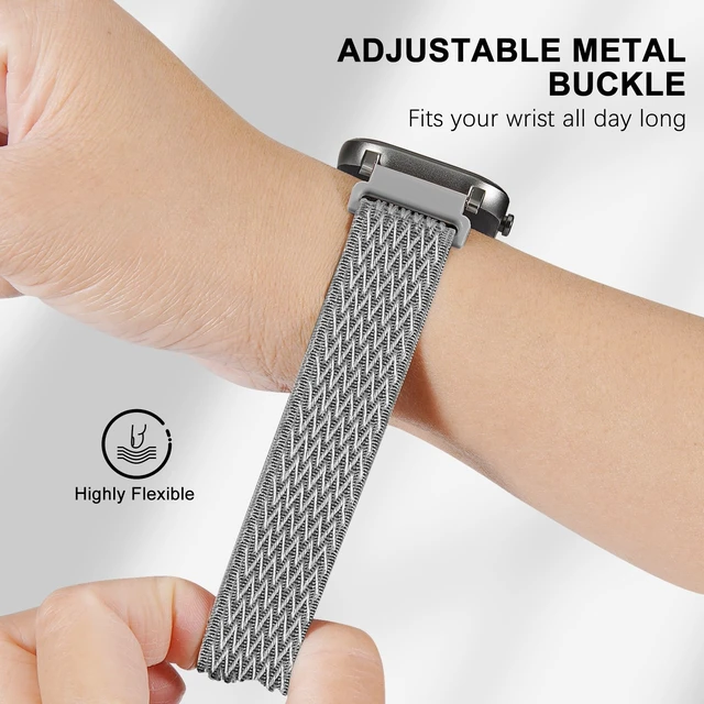 Alt view image 3 of 6 - 5 Pack Elastic Nylon Watch Band Compatible with Amazfit Bip 6/Bip 5/Bip Max/Gtr 4/Gtr 3/Gtr 2/47mm/Balance, 22mm Elastic Watch Strap for Men and Women