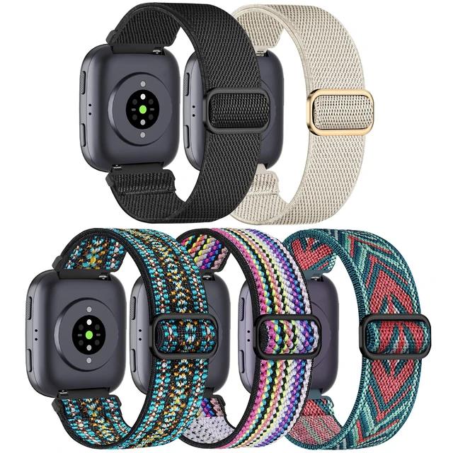 Main image of 5 Pack Elastic Nylon Watch Band Compatible with Amazfit Bip 6/Bip 5/Bip Max/Gtr 4/Gtr 3/Gtr 2/47mm/Balance, 22mm Elastic Watch Strap for Men and Women
