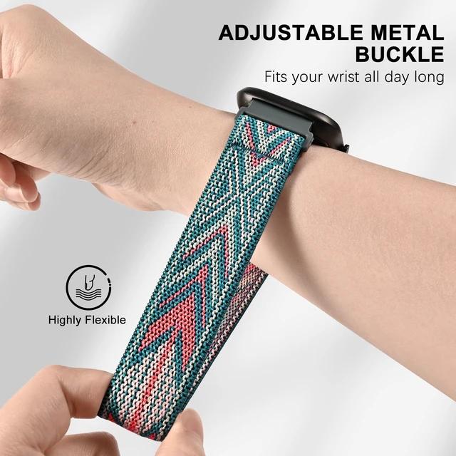 Alt view image 3 of 7 - 5 Pack Elastic Nylon Watch Band Compatible with Amazfit Bip 6/Bip 5/Bip Max/Gtr 4/Gtr 3/Gtr 2/47mm/Balance, 22mm Elastic Watch Strap for Men and Women