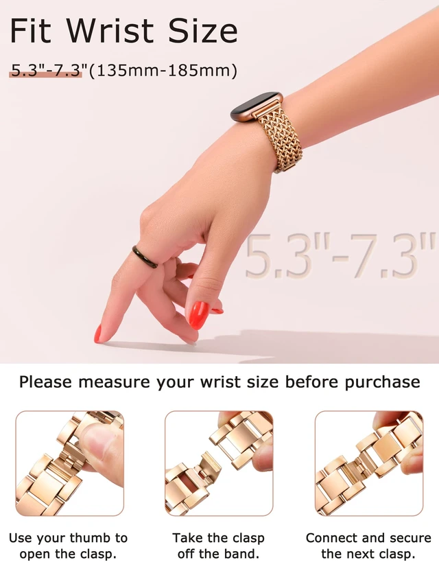 Alt view image 2 of 6 - Metal Bands Compatible with Fitbit Sense 2/Versa 4/Versa 3/Sense Bands Women, Dressy Stainless Steel Multi-chain Designer Luxury Link Bracelet Wristband Replacement Strap