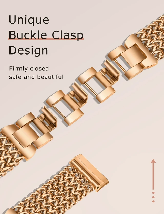 Alt view image 3 of 6 - Metal Bands Compatible with Fitbit Sense 2/Versa 4/Versa 3/Sense Bands Women, Dressy Stainless Steel Multi-chain Designer Luxury Link Bracelet Wristband Replacement Strap