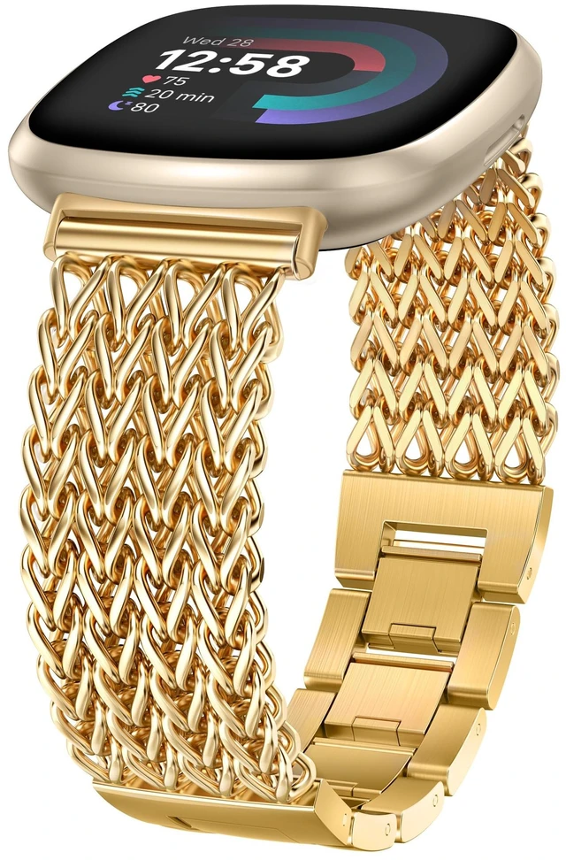 Main image of Metal Bands Compatible with Fitbit Sense 2/Versa 4/Versa 3/Sense Bands Women, Dressy Stainless Steel Multi-chain Designer Luxury Link Bracelet Wristband Replacement Strap