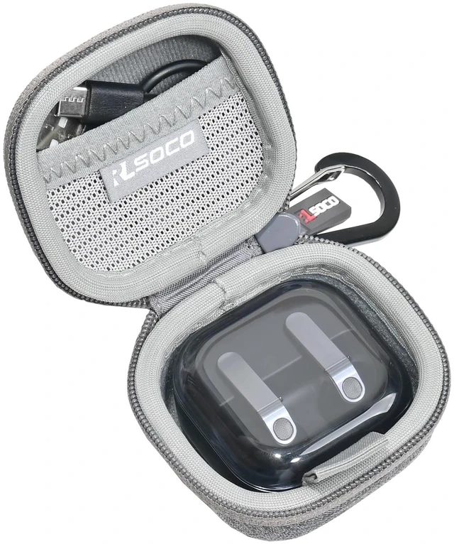 Main image of Case for Samsung Galaxy Buds 4 Pro/Buds 4 (2026) AI Earbuds - Grey Protective Case Cover with Metal Carabiner for Galaxy Buds 4 Pro AI True Wireless Bluetooth Earbuds & USB Cable (Case Only)