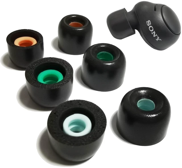 Main image of Memory Foam Eartips for Sony WF-C500/LinkBuds S Earbuds Tips Sony WF-1000XM4/1000XM3 WF-1000XM5 WF-XB700 WI-1000X fit Charging Case 3 Pairs LMS Black