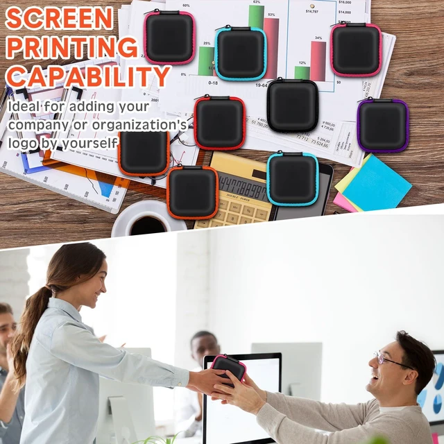 Alt view image 6 of 6 - 60 Pcs Square Earbud Case Portable Earphone Case Storage Earbud Wired Case Pouch Headphone Case Earbud Holder Small Earbud Carrying Case with Clip for Earpieces, Memory Card, Camera Chips, 6 Colors