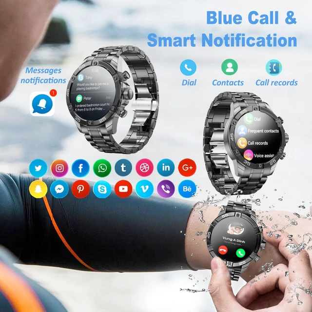 Alt view image 2 of 7 - Men's Smart Watch Round HD 1.53" Gold Blue Smart Watches for Men, Multiple Sports Modes, Bluetooth Voice Call. Available for iOS and Android (All-Black)