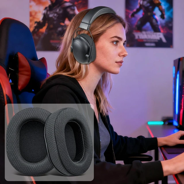Alt view image 4 of 4 - Mesh Earpads for Razer Blackshark V2 X/V2 HyperSpeed - Black Not Fit Blackshark(V2/V2 Pro) Headphones