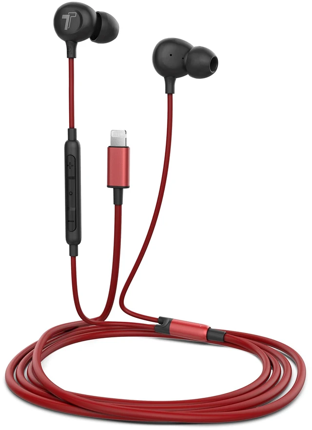 Main image of iPhone 13/14 Earphones (V60) Wired in Ear Lightning Earbuds (Apple MFi Certified) Headphones with Microphone/Remote for iPhone 12/11/Pro Max/Xr/Xs Max/X/8/7 - Red