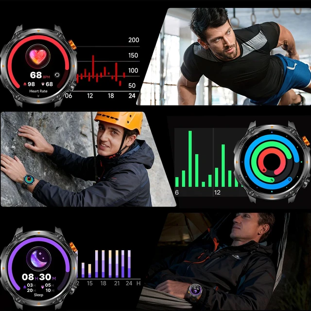 Alt view image 5 of 7 - Military Smart Watch with Compass/Flashlight for Android & iPhone (2 Bands) 100 Days Battery/IP68 Waterproof, Answer/Make Calls, 1.7" HD Fitness Tracker Watch with Sleep/Heart Rate Monitor for Men