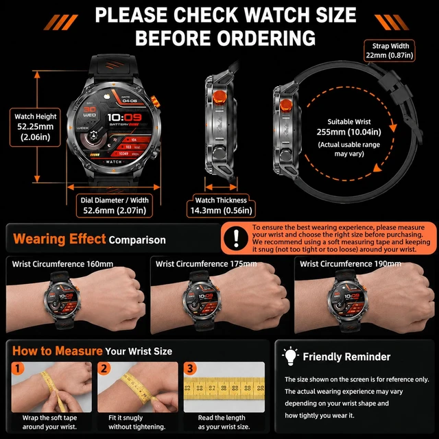 Alt view image 6 of 7 - Military Smart Watch with Compass/Flashlight for Android & iPhone (2 Bands) 100 Days Battery/IP68 Waterproof, Answer/Make Calls, 1.7" HD Fitness Tracker Watch with Sleep/Heart Rate Monitor for Men