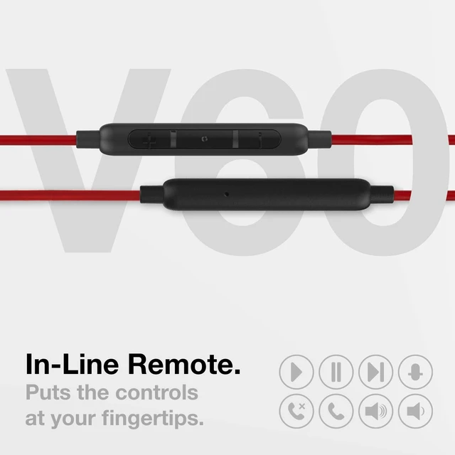 Alt view image 3 of 7 - iPhone 13/14 Earphones (V60) Wired in Ear Lightning Earbuds (Apple MFi Certified) Headphones with Microphone/Remote for iPhone 12/11/Pro Max/Xr/Xs Max/X/8/7 - Red