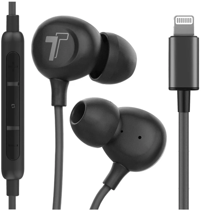 Main image of iPhone Earbuds (Apple MFi Certified) Lightning Connector in-Ear Earphones (V60) Wired Headphones with Microphone for iPhone 13 Pro Max/12/11/XR/Xs /7/8 Plus/SE - Black (Retail Package)