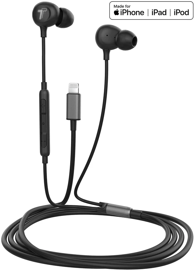 Alt view image 3 of 7 - iPhone Earbuds (Apple MFi Certified) Lightning Connector in-Ear Earphones (V60) Wired Headphones with Microphone for iPhone 13 Pro Max/12/11/XR/Xs /7/8 Plus/SE - Black (Retail Package)