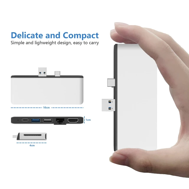 Alt view image 7 of 7 - Surface Pro 7 Hub Docking Station with 4K HDMI Adapter+100M Ethernet LAN+ USB C Audio & Data Transfer Port + USB Port* 2+SD Card Reader Converter Combo Adaptor for Surface Pro 7
