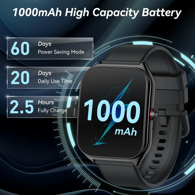 Alt view image 2 of 7 - 2026 AI Smart Watch for Men Women with ChatGPT, 1000mAh Fitness Tracker 60-Day Standby Time, 1.96" HD SmartWatch with 200+ Sport Modes/Heart Rate/Sleep Monitor, IP68 Waterproof Pedometer