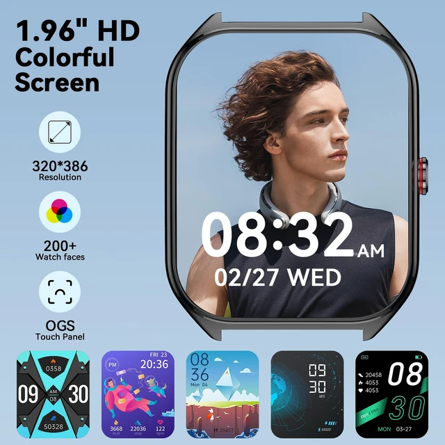 Alt view image 4 of 7 - 2026 AI Smart Watch for Men Women with ChatGPT, 1000mAh Fitness Tracker 60-Day Standby Time, 1.96" HD SmartWatch with 200+ Sport Modes/Heart Rate/Sleep Monitor, IP68 Waterproof Pedometer