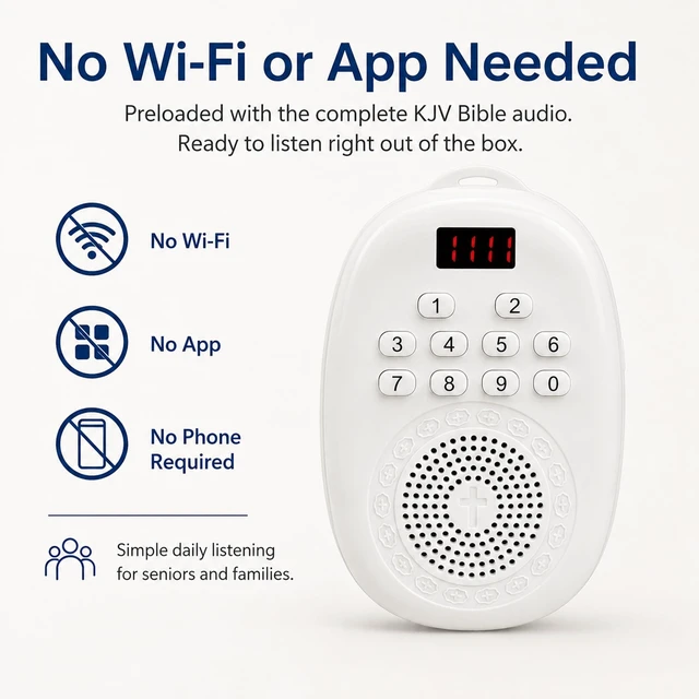 Alt view image 5 of 7 - KJV Audio Bible Player, Portable Bible for Seniors Complete Old & New Testament Palm-Sized Rechargeable No Wi-Fi Needed Built-in Speaker