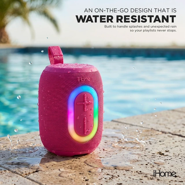 Alt view image 5 of 7 - Quest Wireless Portable Bluetooth Speaker with RGB Light Water-Resistant, Built-In Carry Strap, TWS Pairing, Rechargeable Battery, USB-C Cable Included, True Stereo, Bluetooth 5.3