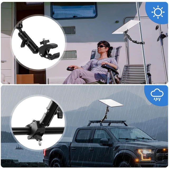 Alt view image 7 of 7 - For 2026/2025 Starlink Mini Clamp Mount and 2024 Pipe Adapters,Double Arm Starlink Mini Pole Clamp Mount and Pipe Adapter for RV/Pole/Roof Rack/Yacht/Camper/Guardrails,Starlink Mini Accessories