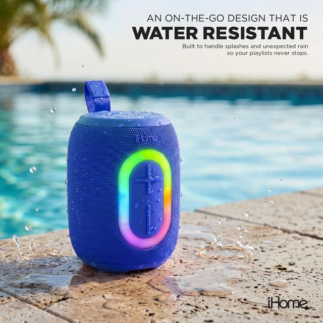 Alt view image 5 of 7 - Quest Wireless Portable Bluetooth Speaker with RGB Light Water-Resistant, Built-In Carry Strap, TWS Pairing, Rechargeable Battery, USB-C Cable Included, True Stereo, Bluetooth 5.3