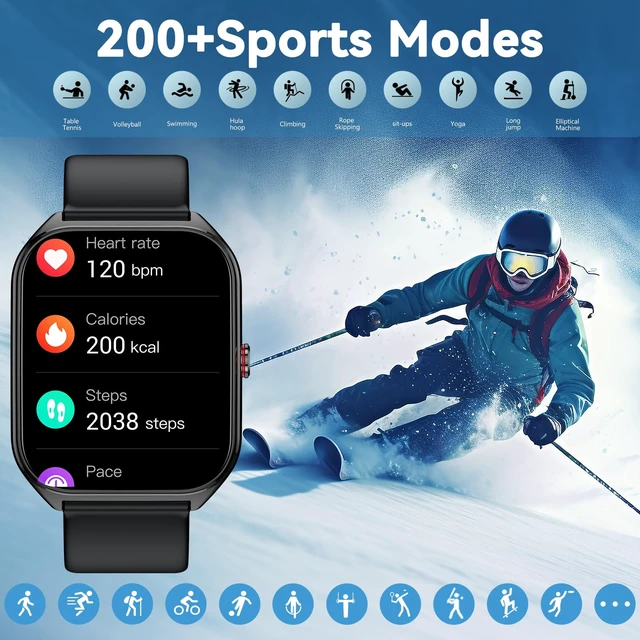 Alt view image 6 of 7 - 2026 AI Smart Watch for Men Women with ChatGPT, 1000mAh Fitness Tracker 60-Day Standby Time, 1.96" HD SmartWatch with 200+ Sport Modes/Heart Rate/Sleep Monitor, IP68 Waterproof Pedometer