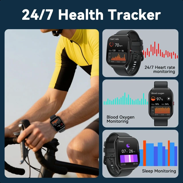 Alt view image 7 of 7 - 2026 AI Smart Watch for Men Women with ChatGPT, 1000mAh Fitness Tracker 60-Day Standby Time, 1.96" HD SmartWatch with 200+ Sport Modes/Heart Rate/Sleep Monitor, IP68 Waterproof Pedometer