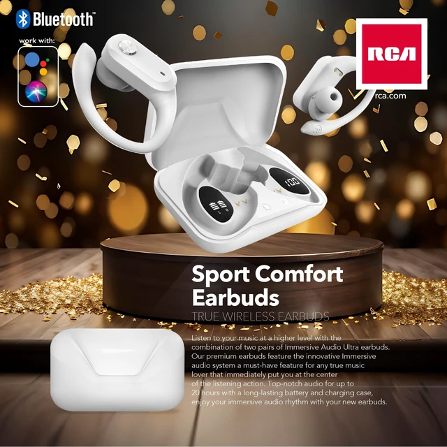 Alt view image 7 of 7 - Wireless Earbuds Bluetooth 5.3 Headphones Sport Sweat Resistant Sports Earphones with Earhooks,48H Playtime,Lightweight 7.8g,Fast Charging Case,Noise Cancelling Mic for Running Gym Workout-White