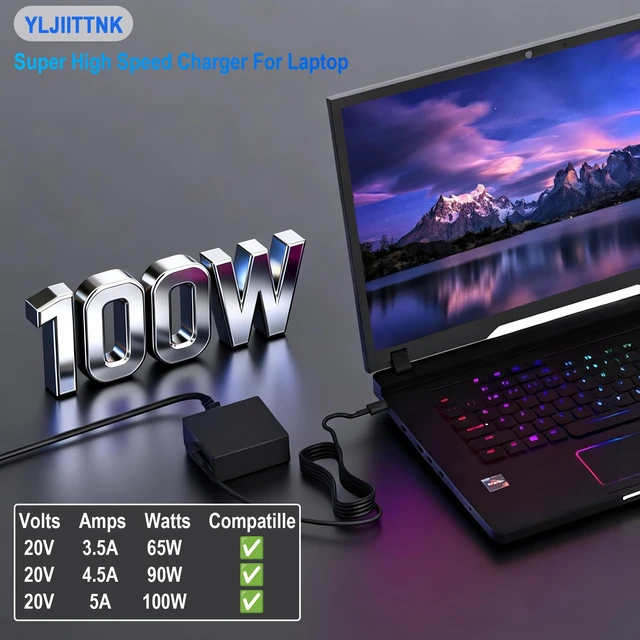 Alt view image 2 of 7 - 100W 65W USB C Laptop Charger Compatible with ASUS ROG Ally Ally X ROG Flow X13 Z13 GV301 GV302 ZenBook Duo Zephyrus G14 G15 G16 G18 M16 GU605 GA403 Vivobook s Gaming Laptop Type C Computer AC Adapte