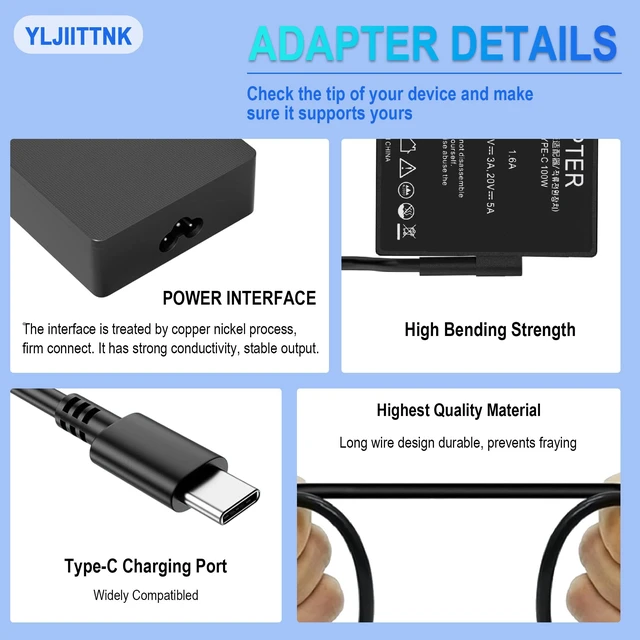 Alt view image 4 of 7 - 100W 65W USB C Laptop Charger Compatible with ASUS ROG Ally Ally X ROG Flow X13 Z13 GV301 GV302 ZenBook Duo Zephyrus G14 G15 G16 G18 M16 GU605 GA403 Vivobook s Gaming Laptop Type C Computer AC Adapte