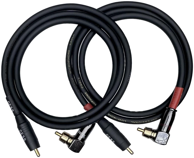 Main image of RCA Right-Angle to Straight Cable, 2-Pack (3 Feet) Mixed-angle connectors for flexible preamp routing