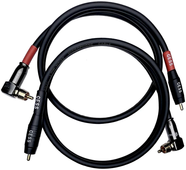 Alt view image 3 of 7 - RCA Right-Angle to Straight Cable, 2-Pack (3 Feet) Mixed-angle connectors for flexible preamp routing