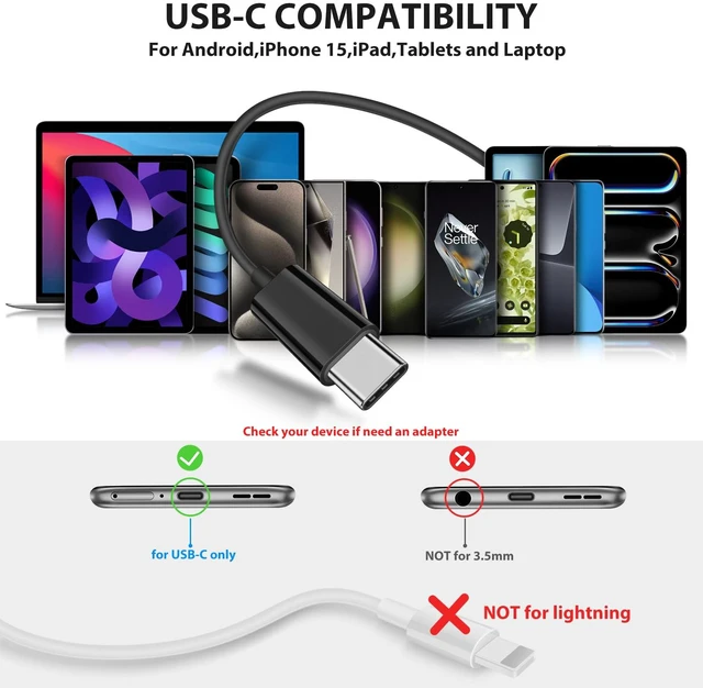 Alt view image 7 of 7 - USB C Open-Ear Headphones with Earhook Mic & Volume Control Black Sport Wired Earbuds HiFi Stereo Anti-hurt Ear On-Ear Earphone for iPhone 18 Pro 17 16 15/Samsung S26 Kids School Chromebook