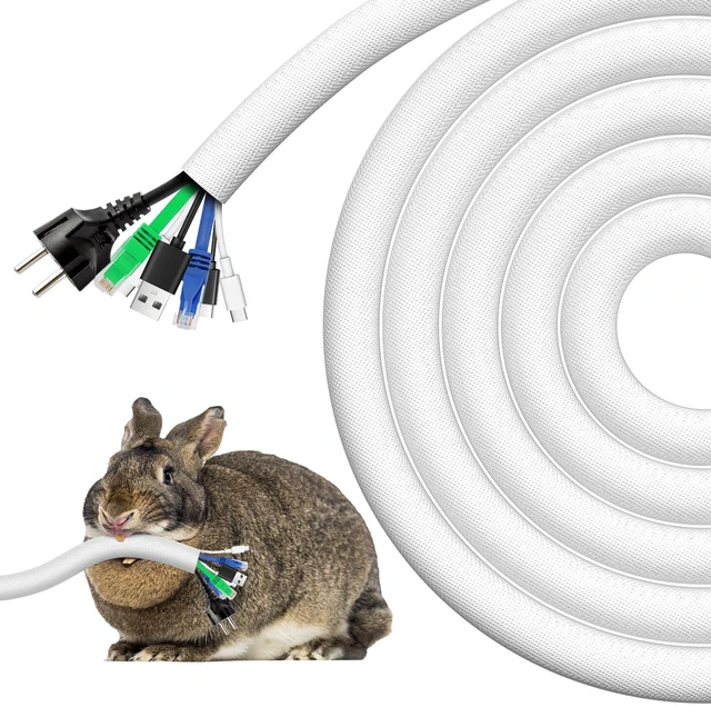 Main image of Cable Sleeve, 20ft - 4/5 inch Dog Cat Cord Protector for Pets, White Cord Cover for Pets, Flexible Cord Protector from Pets Chewing, Bite-Resistant Cable Wire Management for USB, Power, TV Cords