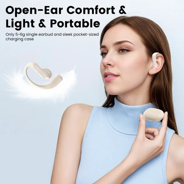 Alt view image 2 of 7 - Earbuds Wireless Bluetooth Ear Buds in Ear Headphones with Ear Hooks Stereo Deep Bass, Lightweight inear Earphones with Mic for iPhone Android Phone, IPX5 Waterproof Headsets for Workouts