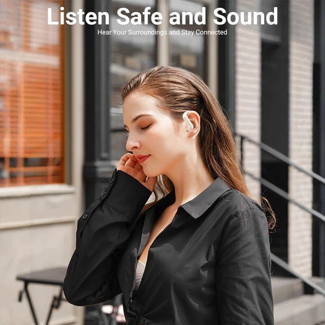 Alt view image 3 of 7 - Earbuds Wireless Bluetooth Ear Buds in Ear Headphones with Ear Hooks Stereo Deep Bass, Lightweight inear Earphones with Mic for iPhone Android Phone, IPX5 Waterproof Headsets for Workouts