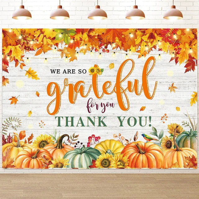Main image of We are So Grateful for You Thank You Banner Backdrop 8x6FT Autumn Pumpkin Thank You for All You Do Background Thanksgiving Employee Staff Teachers Doctors Retirement Party Decorations Supplies
