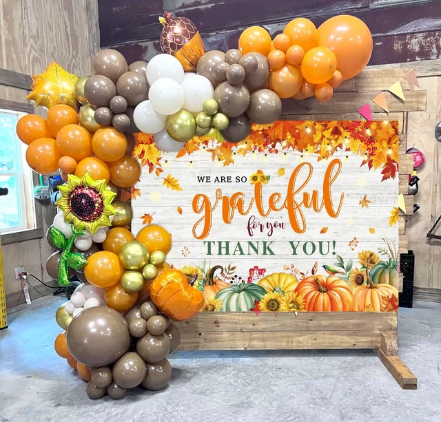 Alt view image 4 of 7 - We are So Grateful for You Thank You Banner Backdrop 8x6FT Autumn Pumpkin Thank You for All You Do Background Thanksgiving Employee Staff Teachers Doctors Retirement Party Decorations Supplies