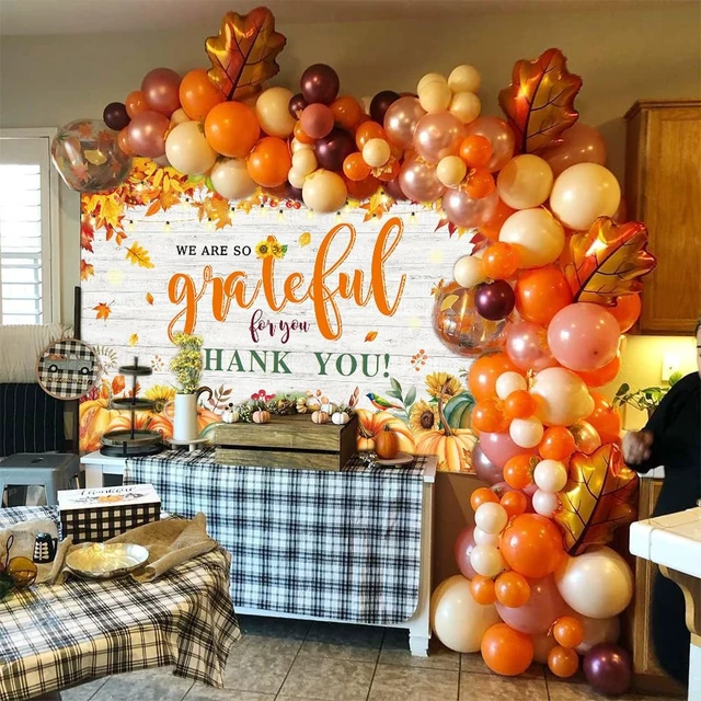 Alt view image 5 of 7 - We are So Grateful for You Thank You Banner Backdrop 8x6FT Autumn Pumpkin Thank You for All You Do Background Thanksgiving Employee Staff Teachers Doctors Retirement Party Decorations Supplies