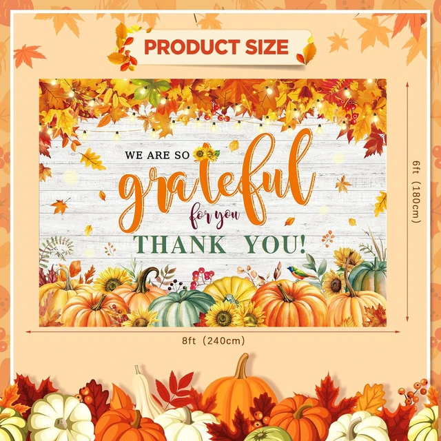 Alt view image 6 of 7 - We are So Grateful for You Thank You Banner Backdrop 8x6FT Autumn Pumpkin Thank You for All You Do Background Thanksgiving Employee Staff Teachers Doctors Retirement Party Decorations Supplies