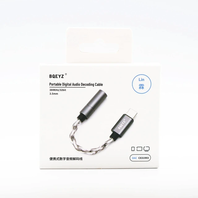 Alt view image 7 of 7 - LIN CX31993 HiFi DAC Dongle, Type-C to 3.5mm Headphone Jack Adapter Built-in headphone amplifier, supports 32bit/384kHz, silver housing for USB-C smartphones
