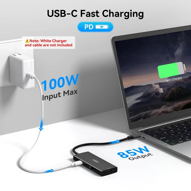 Alt view image 6 of 7 - Docking Station USB C to Dual HDMI Adapter, USB-C Hub with 2 Monitors Dongle Adapter with Dual HDMI 4K@60 Hz, 3 USB Port,PD Compatible for Dell XPS 13/15, etc (Black)