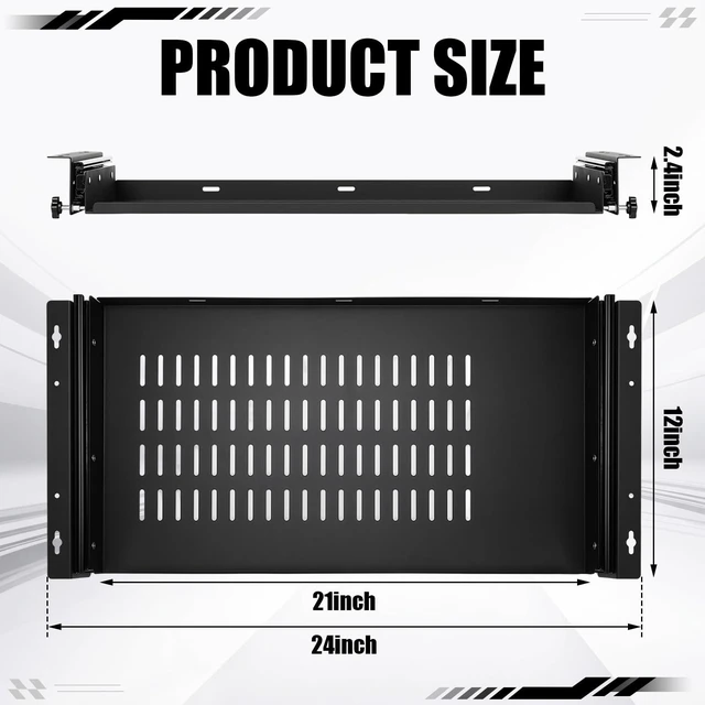 Alt view image 3 of 7 - Sliding Under Desk Laptop Mount Shelf with Air Vents 21''Wx12''D Metal Under Desk Slide out Tray, Laptop Storage Tray for Home Office Standing Desk Workstation Cabinet, Hardware Include