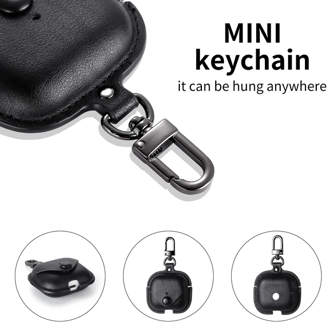 Alt view image 4 of 6 - Case Cover for Air Pods 3 (2021), Leather Case with Secure Snap-Fastener Compatible with Apple AirPods 3rd Generation Charging Case - Black