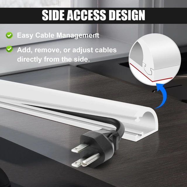 Alt view image 5 of 7 - Wall Cord Hider, Flexible Self-Adhesive Wire Cover, Side-Open Cable Raceway for Cords on Wall, Cord Concealer for Mounted TV, Home Theater & Office White