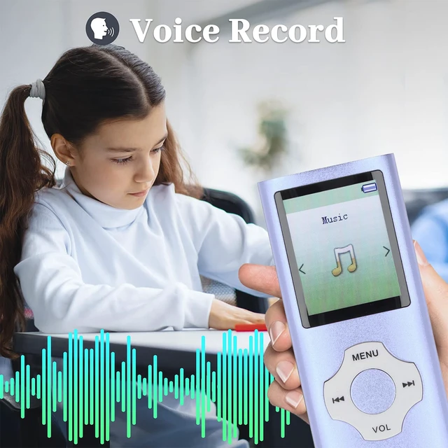 Alt view image 2 of 7 - 128GB MP3 MP4 Player with Bluetooth and WiFi, Portable Lossless Sound MP3, HiFi Sound 1.8in Color Screen, Expandable Portable Video Music Player with Electronic Book Voice Record (Blue Purple)