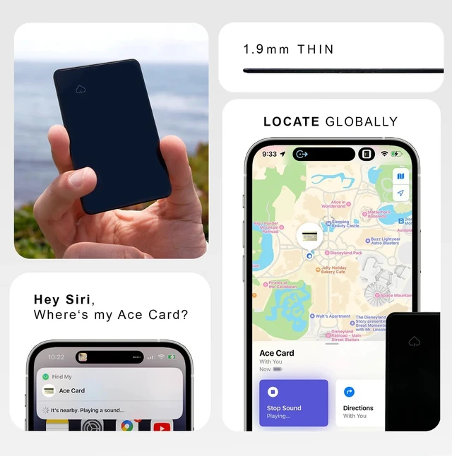 Alt view image 2 of 7 - Card Rechargeable, Works with Apple Find My (iOS Only), Wallet Tracker, 1.9mm Ultra Thin, Digital NFC Business Card & RFID Blocker. Item Locator for Luggage Tags, Passports, Phone, IP68 Waterproof