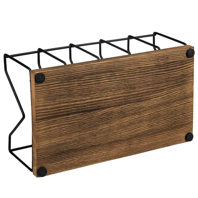 Alt view image 7 of 7 - 2 Pcs CD Rack Stand Holder, DVD Tower, Tabletop Compact Disc Case Organizer Storage - Holds 50 Jewel Cases, Vintage Rustic Burnt Solid Wood and Matte Black Metal